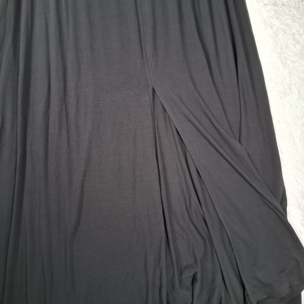 NWT NY&CO New York & Company Black Maxi Skirt Front Slit Stretch Soft Size Large - Picture 7 of 15